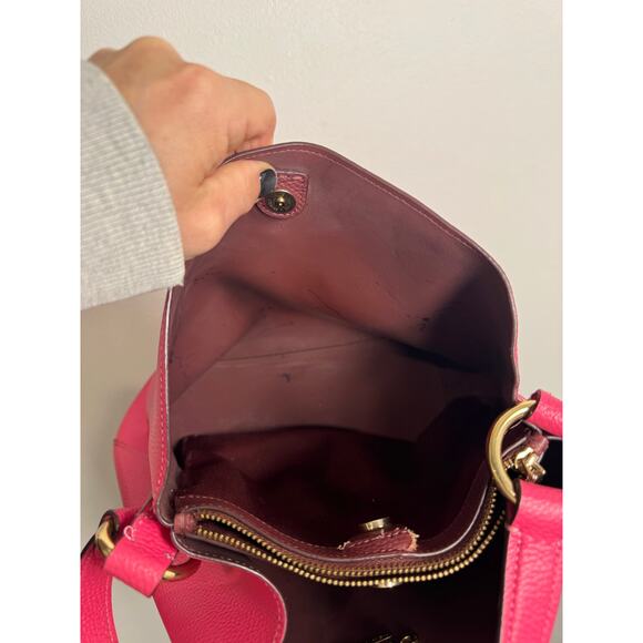 Coach Small Town Bucket Bag in Polished Pebble Leather, Hot Pink - Picture 10 of 13